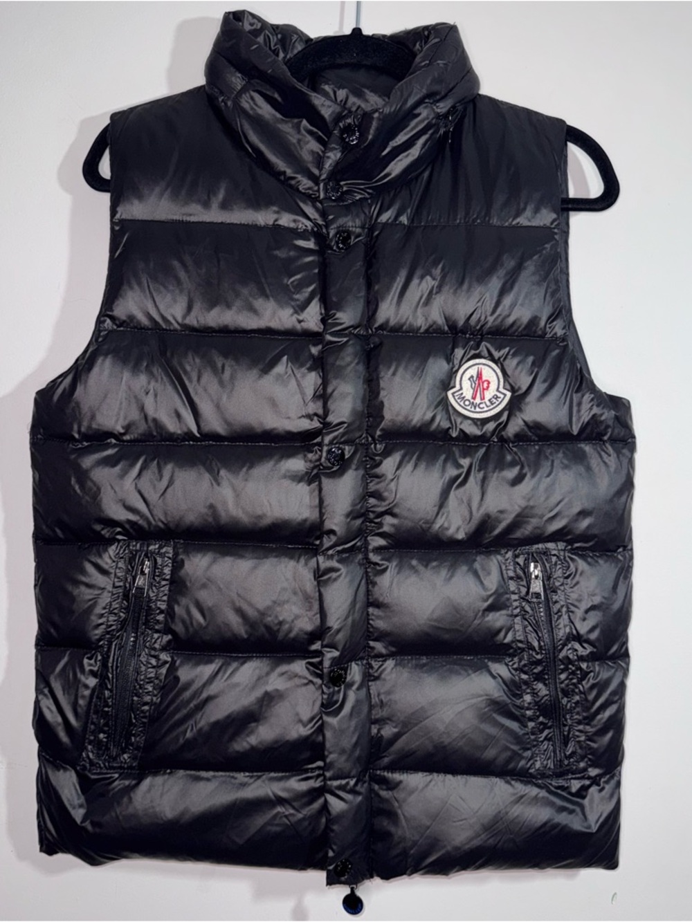 Moncler Lucie Black Down Puffer Vest Hooded Quilted Full Zip Womens Size 1